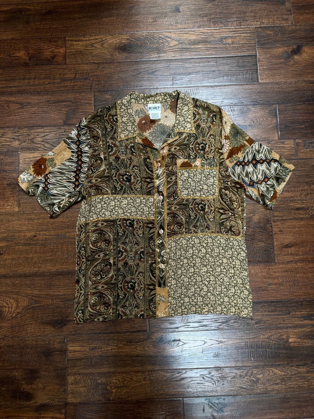 Vintage Koret Petites Camp Shirt – 1990s Patchwork Paisley Floral Print - Medium